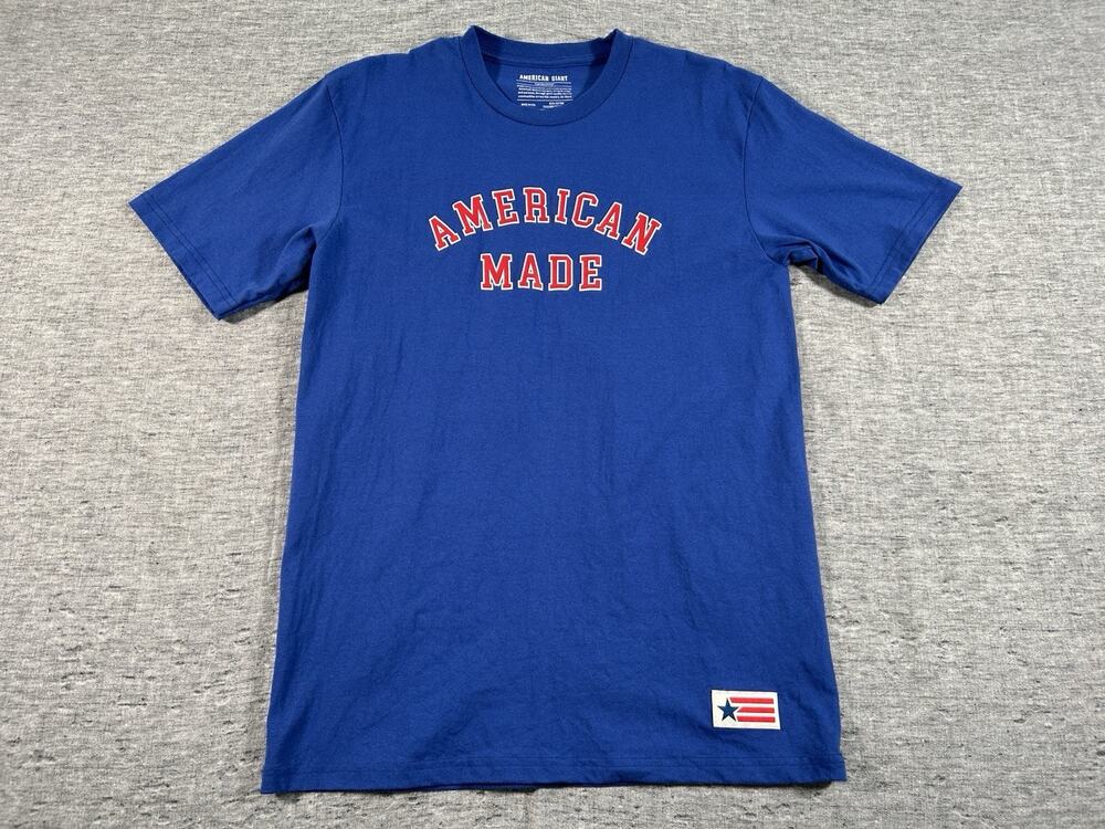 American Giant Flag Collection Shirt Mens Large Blue American Made USA Cotton